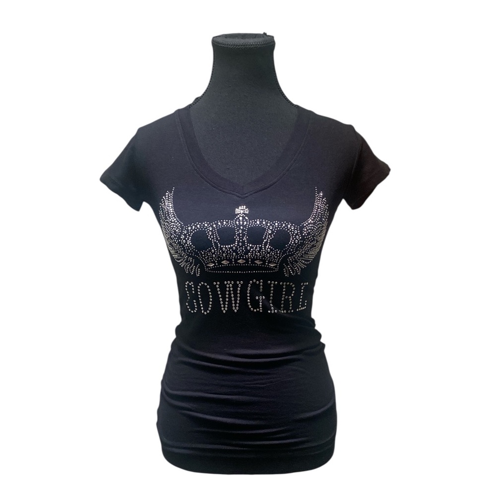 Sweet N’ Kool  Black Rhinestone Cowgirl Tee S GUC